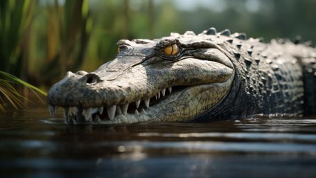 Silent River Predator Crocodile Close Up in Ultra Sharp 4K wallpaper