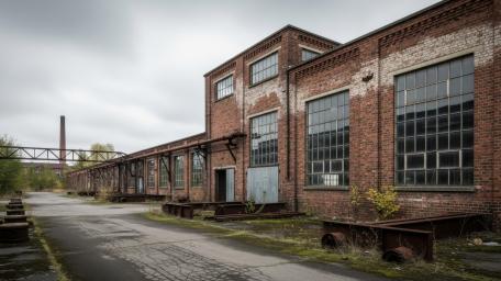 Silent Brick Industry Relic Under Overcast City Skies wallpaper
