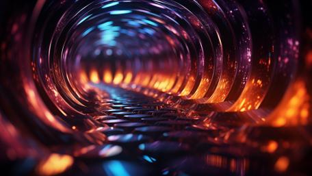 Neon Ember Data Tunnel Abstract AI Art 4K Wallpaper wallpaper