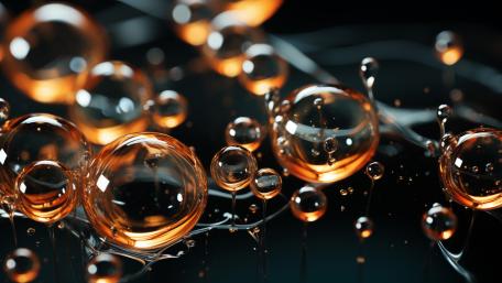 Amber Glass Bubbles Floating in Dark Liquid Abstract Depth wallpaper