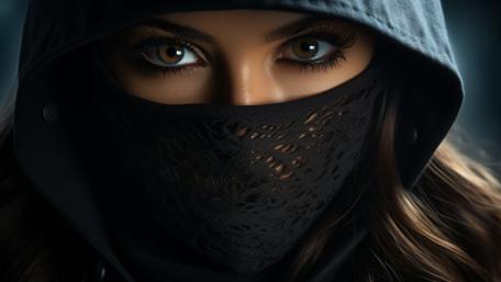 Midnight Veil Beauty Hooded Woman in Shadowed 5K AI Art wallpaper