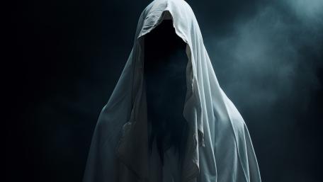 Faceless Wraith in Moonlit Shroud of Gothic Darkness wallpaper