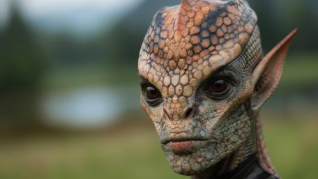 Alien Sentinel Portrait in Soft Earthlight wallpaper