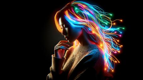 Neon Dreamweaver Portrait in Luminous Cyber Fantasy Glow wallpaper