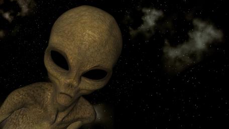 Grey Alien Drifter Watching From the Starry Void wallpaper