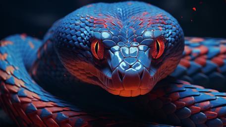 Crimson Eyed Serpent in Midnight Glow 4K AI Art wallpaper