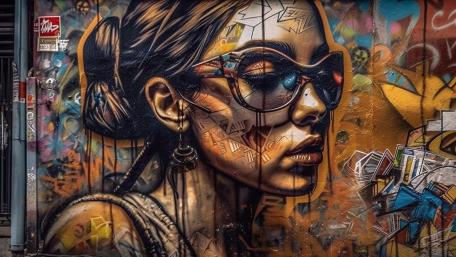 Neon Graffiti Muse in 4K Street Art Abstraction wallpaper