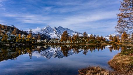 Mirror Lake Reflections in Gran Paradiso National Park Italy wallpaper