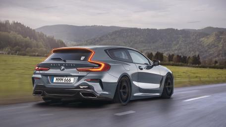 2019 BMW 8 Series Gran Coupe Cruising Through Mountain Valleys wallpaper