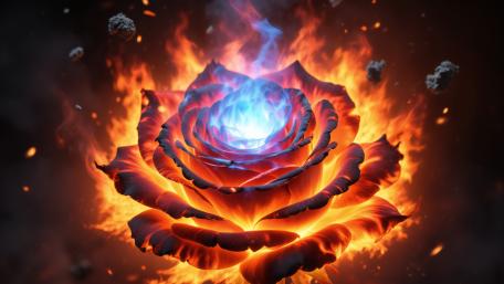 Glowing Fiery Rose in Abstract 4K AI Art wallpaper