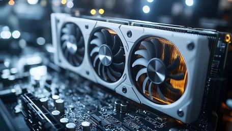 Triple Fan GPU Glow on Futuristic Circuit Board wallpaper