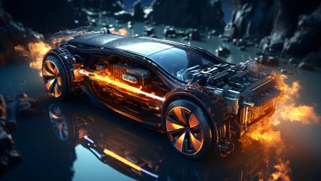 Inferno Circuit Futuristic Supercar in 5K AI Art wallpaper