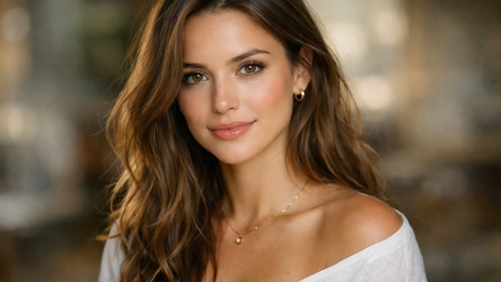 Warm Golden Hour Portrait of a Brown Haired Woman wallpaper