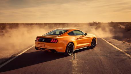 Chasing the Horizon in a Sunlit Mustang GT Road Run wallpaper