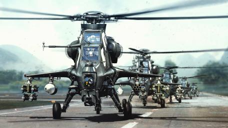 Changhe Z-10 Attack Helicopters Lined Up on the Runway wallpaper