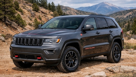 Jeep Grand Cherokee Trailhawk Adventure in Mountain Wilderness wallpaper