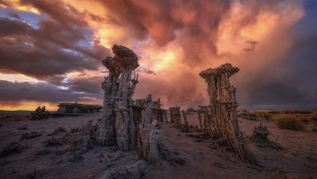 Stormlit Tufa Towers at Mono Lake California wallpaper