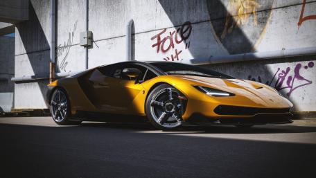 Golden Lamborghini Street Shadow Stance Wallpaper wallpaper