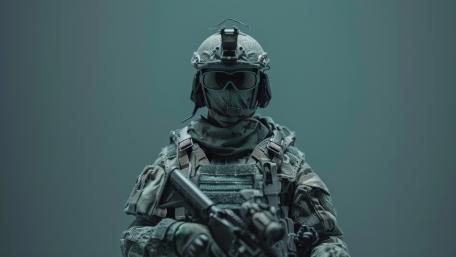 Elite Masked Infantry Soldier in Tactical Gear 5K Wallpaper wallpaper
