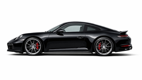 Sleek Black Porsche 911 Profile on Clean White Background wallpaper