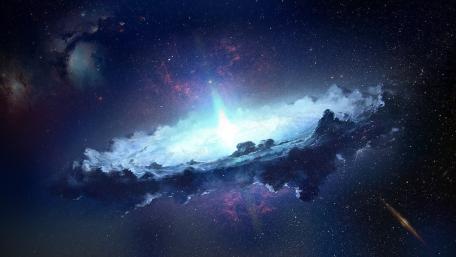 Luminous Galactic Rift Over a Silent Starfield wallpaper
