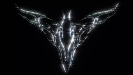 Chrome Tribal Wings on Black Minimalist Gothic Abstract Wallpaper wallpaper
