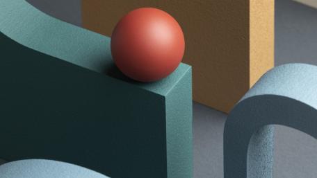 Balanced 3D Geometry with Floating Sphere in Soft Modern Tones wallpaper