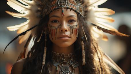 Feather Crown Shamaness in Cinematic Ritual Light 5K Fantasy Portrait wallpaper