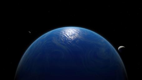 Ocean Planet with Twin Moons in Deep Space 5K wallpaper
