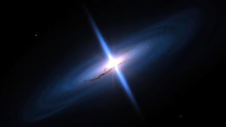 Radiant Quasar Beam Cutting Through the Cosmic Darkness wallpaper
