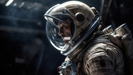 Silent Orbit Vigil Astronaut Portrait in Cinematic 5K Space wallpaper