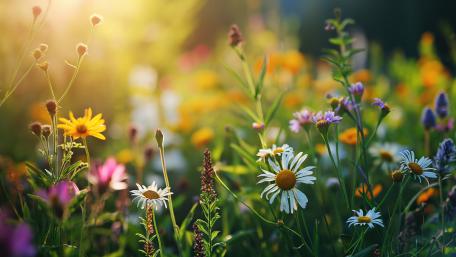 Sunlit Wildflower Meadow in Dreamy 8K AI Art wallpaper