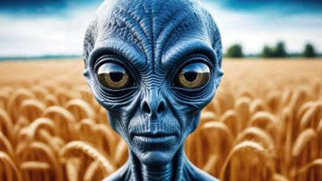 Starlit Visitor Over Golden Wheat Fields in Ultra Detailed 4K wallpaper