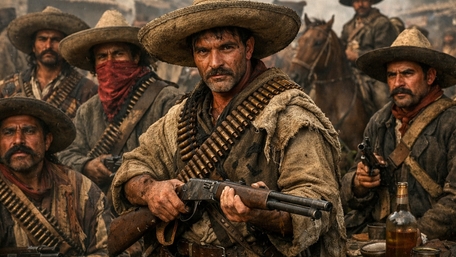Dust and Valor Riders of the Mexican Revolution Fantasy Scene wallpaper