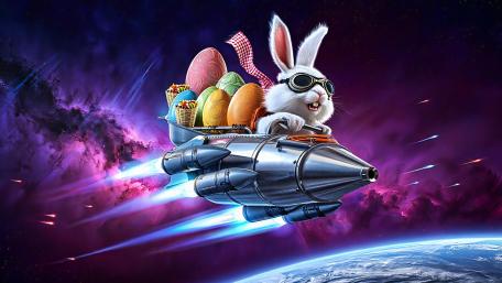 Easter Bunny's Space Voyage wallpaper