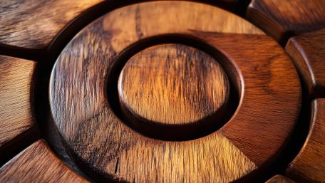 Carved Hardwood Rings in Warm Brown Abstract Texture wallpaper