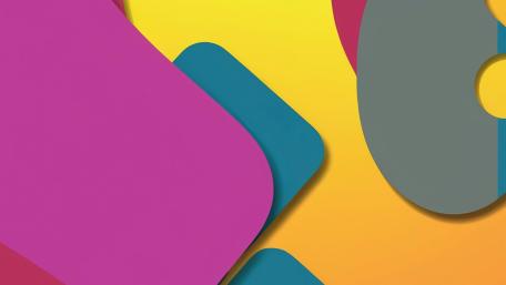 Vibrant Layered Material Shapes in Bold Modern Abstract Colors wallpaper
