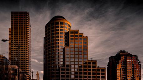 Golden Hour Towers at Two International Place Boston Skyline wallpaper