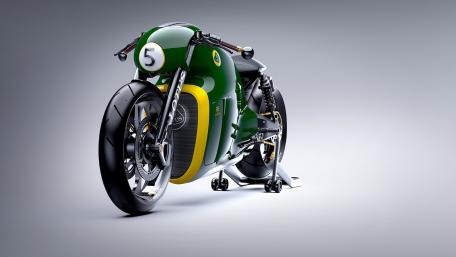 Lotus C-01 Concept Motorcycle in Racing Green Studio Glory wallpaper