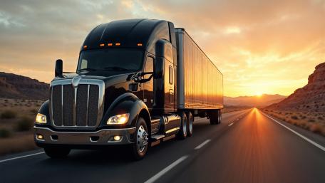 Sunset Highway Hauler 4K Truck Wallpaper wallpaper