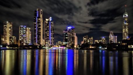Surfers Paradise Night Skyline Reflections on the Gold Coast wallpaper