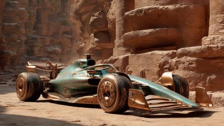 Desert Canyon Grand Prix Fantasy Formula One Speed Machine wallpaper