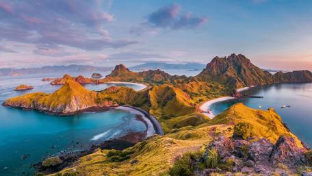 Sunrise Ridges and Turquoise Bays on Padar Island Indonesia wallpaper