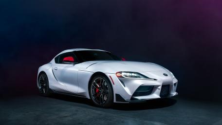 Silver Toyota Supra Studio Glow With Red Accents wallpaper
