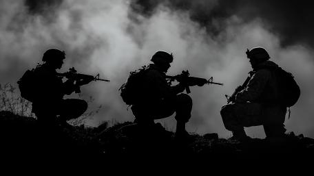Silent Squad Silhouettes in Smoke Filled Battlefield wallpaper
