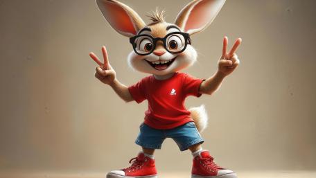 Peace Sign Bunny in Sneakers Brings Instant Smiles and Good Vibes wallpaper