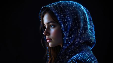 Neon Dotted Hoodie Portrait in Midnight Glow 4K wallpaper