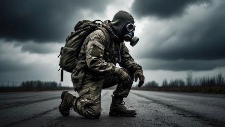 Stormfront Sentinel Soldier in Gas Mask 4K Tactical Scene wallpaper