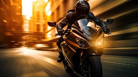 Golden Hour Street Racing Motorcycle in Motion 5K AI Artwork wallpaper