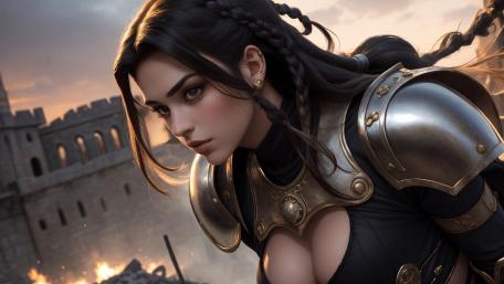 Steel Heart Gladiator Maiden at Dusk wallpaper
